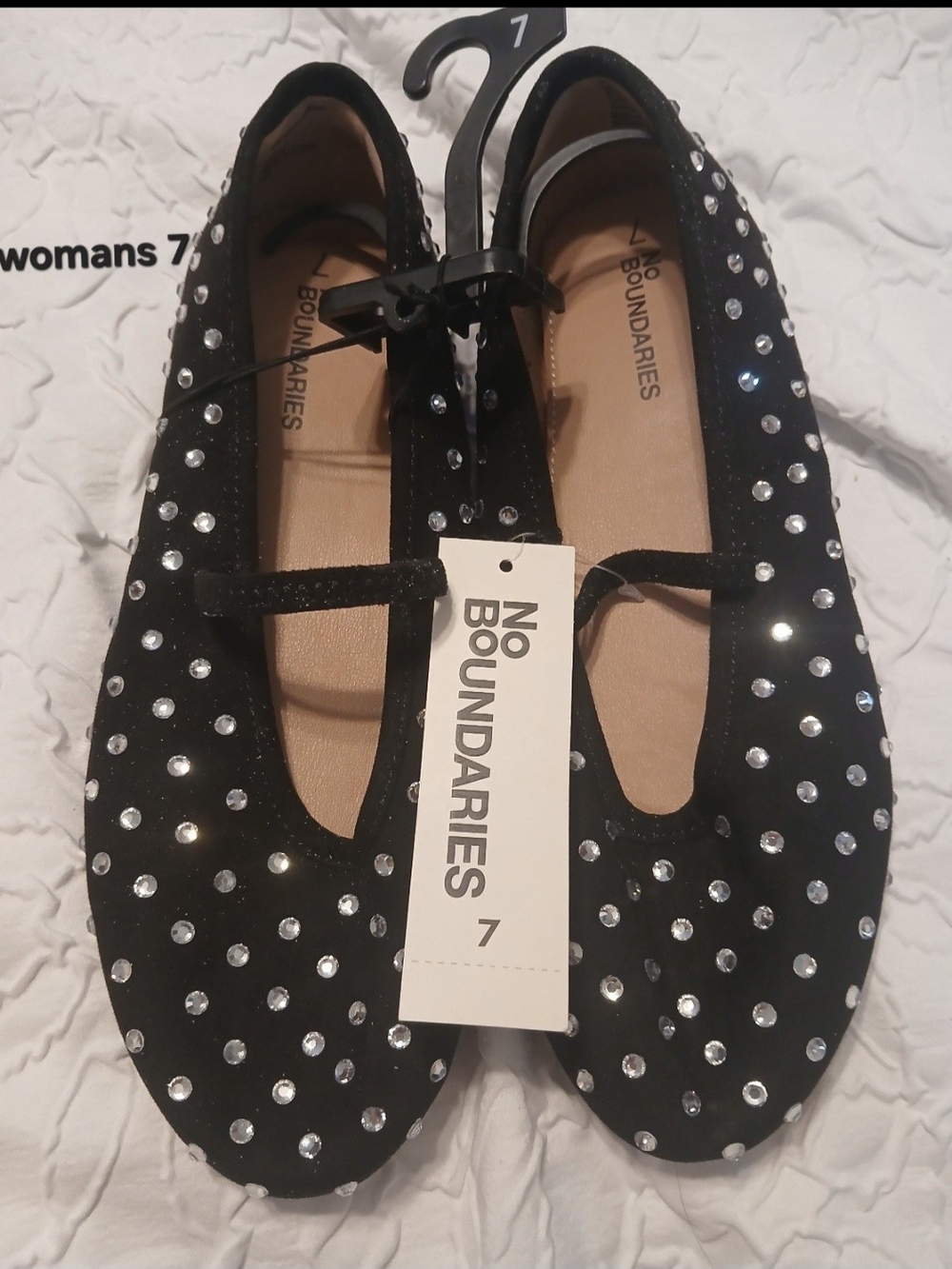 No Boundaries Black Rhinestone Mary Jane Flats